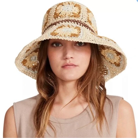 Steve Madden Accessories - Steve Madden Women's Crocheted Granny Square Bucket Hat